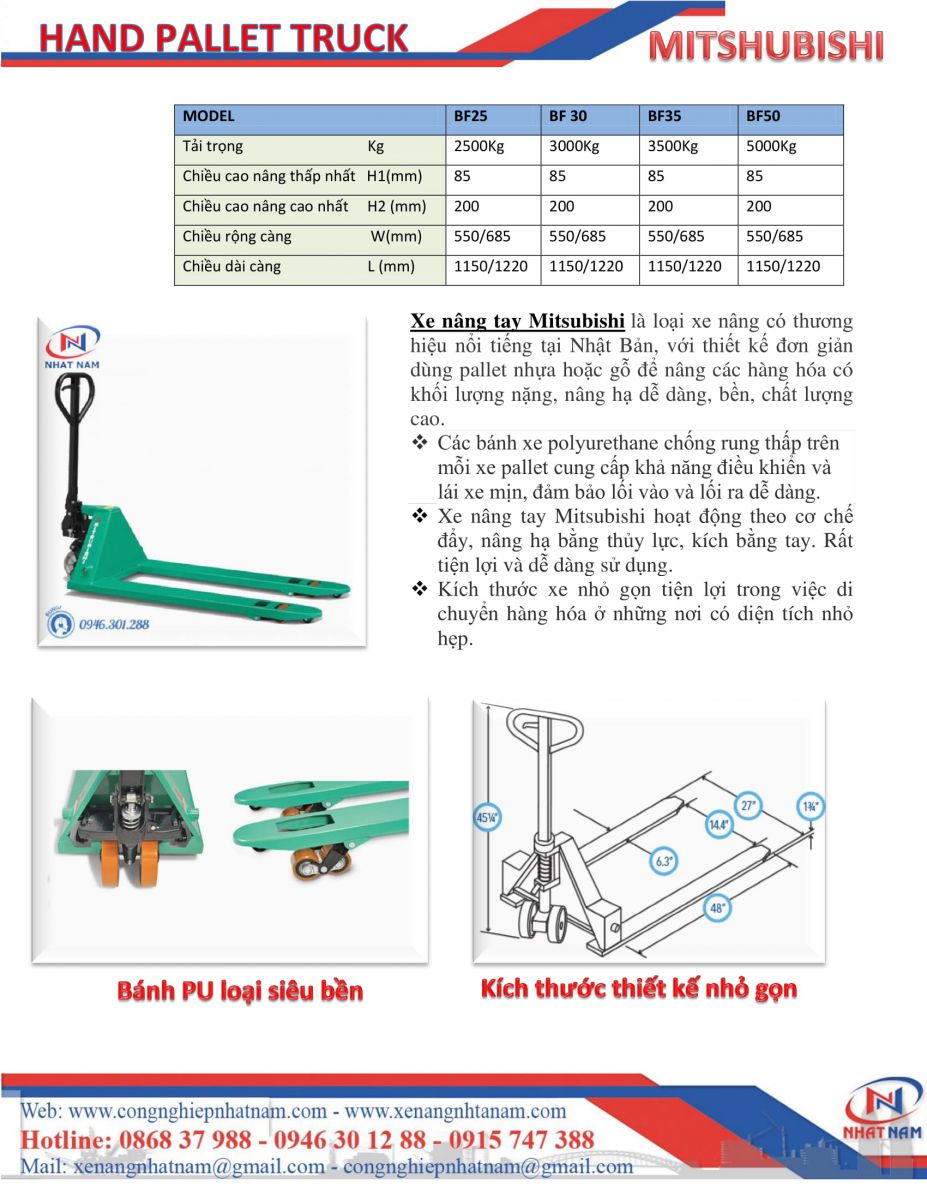 Catolog xe nâng tay Mitsubishi
