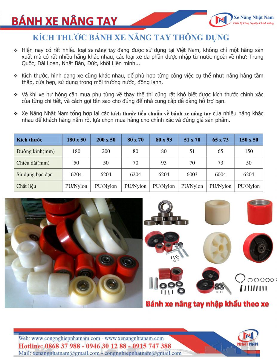 Catolog bánh xe nâng tay