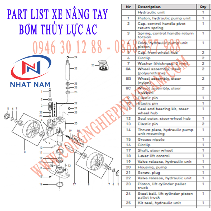 Phụ tùng bơm thủy lực AC xe nâng tay