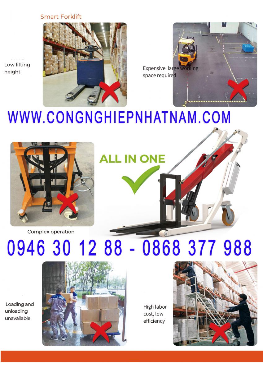 Xe nâng tay cao 300kg cải tiến mới 
