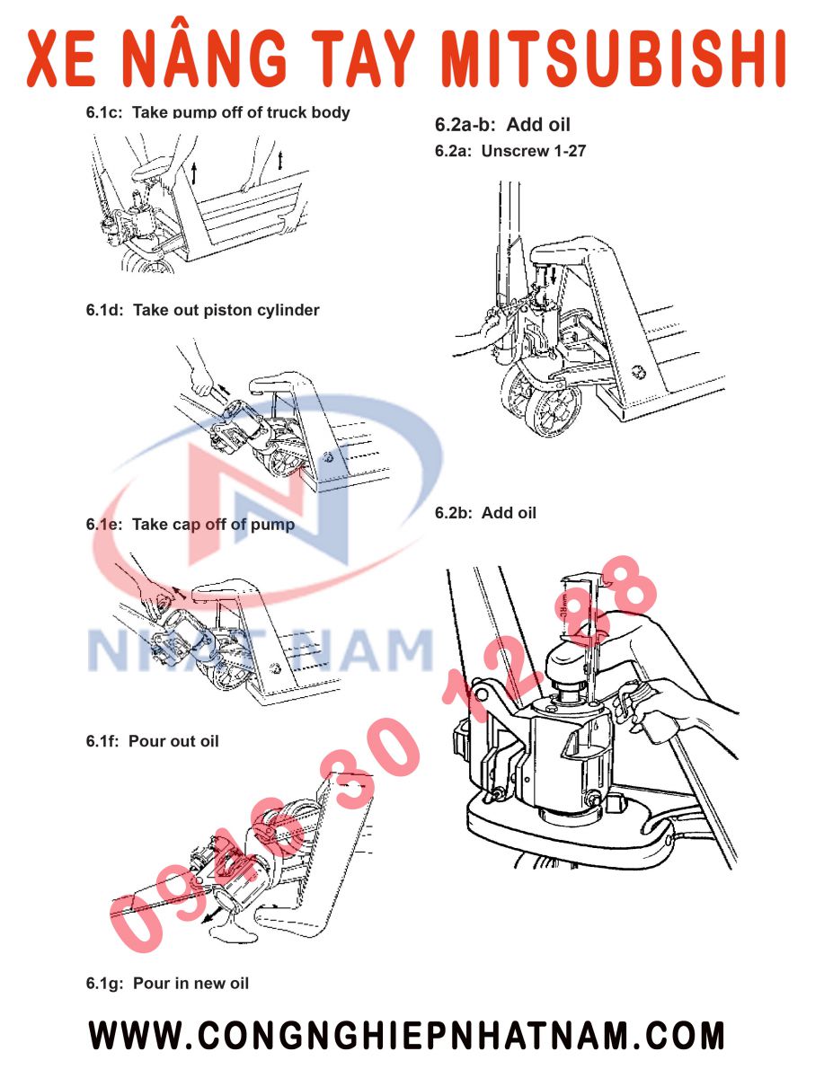 Cơ cấu và cách sửa chữa lắp đặt bơm xe nâng tay itsubishi
